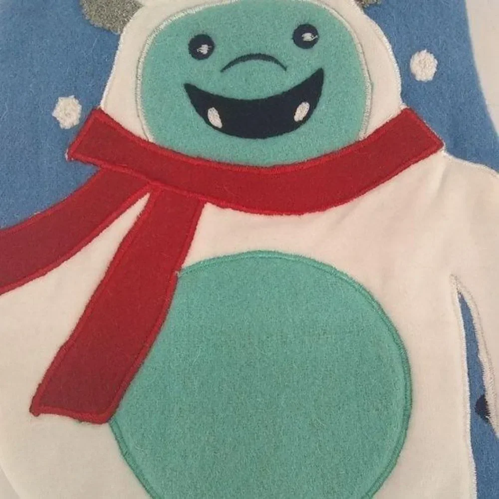 Abominable Snowman Monster Christmas‎ Stocking Blue White